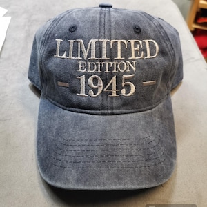 Casquette personnalisée joyeux anniversaire 50e 60e 70e 80e 90e édition limitée maman papa sergé de coton casquette personnalisée 1945 1955 1965 grand-père grand-mère cadeau chapeau