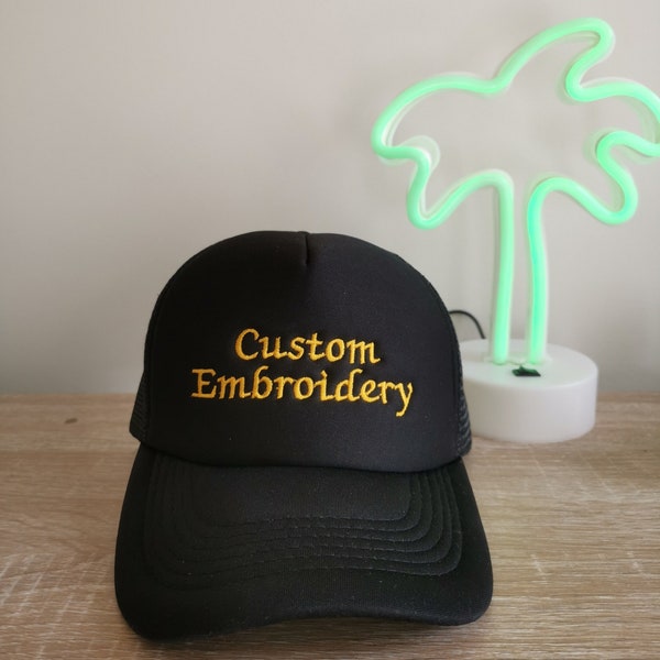 Custom Embroidered Adult Trucker Mesh Cap | Personalised Hat | Small Business Merchandise | Embroidery Cap | 15 Colours