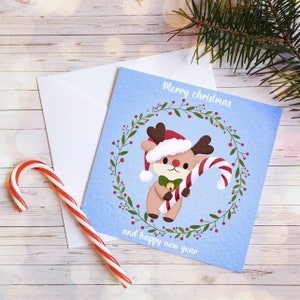 Carte de Noël de renne | simple ou ensemble | Papier glacé 132 mm