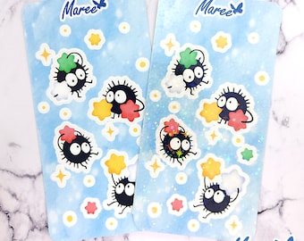 Soot Sprites sticker | sheet 14.5x7.5 cm ~2/3cm per sticker | holographic - glossy