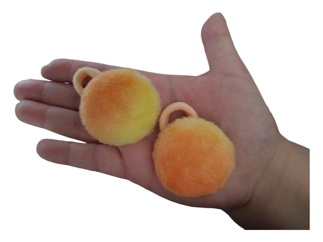 Set of Two Fluffy Button Shaped Hair Bobbles,hair Ties, Pigtail Bobbles ...