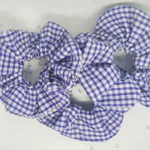 Gingham checked school hair scrunchies red/blue/green/lilac matching sets/separate,back to school wear, uniform,school accessories, fabric image 5