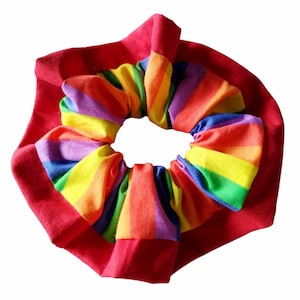 Large Rainbow Frilly Hair Scrunchie: Festival Pride Bun Holder