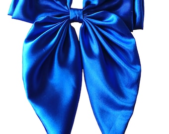 Oversized Royal Blue Satin Hair Bow: Long Tails, French  display picture 3