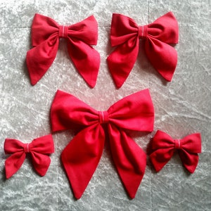 Plain red fabric school sailor style bows set,hair bows,school uniform bows,hair clips,hair bobbles,hair ties
