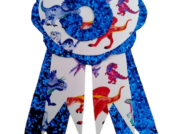Dinosaur Birthday Rosette Badge: Custom Age Party Pin
