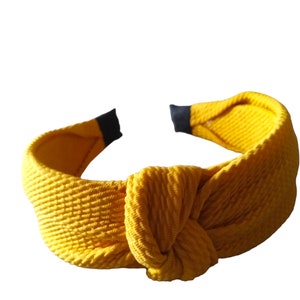 Mustard yellow top knot wide headband,gifts for her,head wear,pretty headband,hair accessories,knitted headband,woman&#39;s headband, hairband