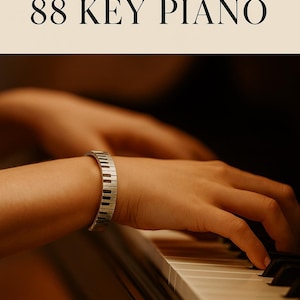 Piano Keyboard Cuff Bracelet, Pewter Music Jewelry, Gift for Musician