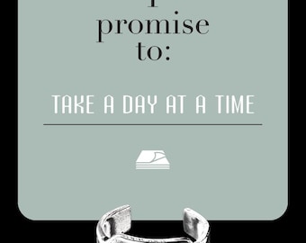 Take One Day at a Time Ring – Pewter Affirmation Jewelry, Sobriety Gift