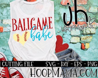 Ballgame Babe SVG DXF eps and png Files for Cutting Machines Cameo or Cricut Baseball or Softball