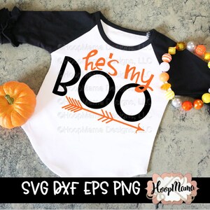 He&#39;s My Boo Halloween SVG DXF eps and png Files for Cutting Machines Cameo or Cricut
