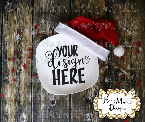 Mockup Christmas Santa Plate For Cookies With Santa Hat ...