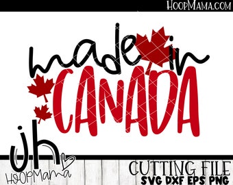 May include: A red and black graphic design with the text "made in Canada" and a red maple leaf. The text "uh oh" is written in black below the design.