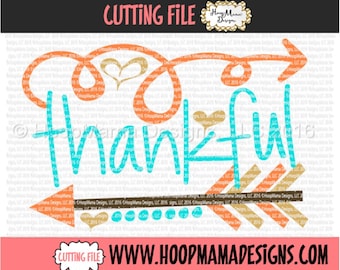 Thankful with Arrow - Thanksgiving SVG DXF eps and png Files for Cutting Machines Cameo or Cricut