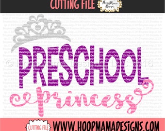 Back To School SVG - Preschool Princess with Crown SVG DXF eps and png Files for Cutting Machines Cameo or Cricut First Day Of School