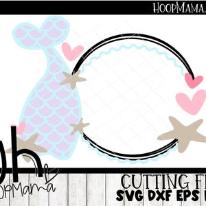 Mermaid Monogram Circle - Sea Cut File, SVG DFX EPS and png Files for Cutting Machines Cameo or Cricut