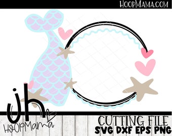 Mermaid Monogram Circle - Sea Cut File, SVG DFX EPS and png Files for Cutting Machines Cameo or Cricut