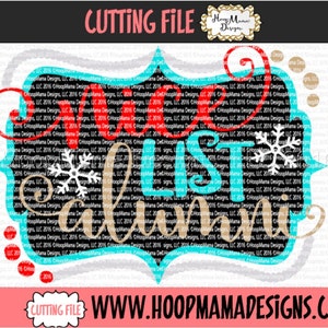 Könnte beinhalten: Eine digitale Schneidedatei in Türkis und Gold mit dem Text "Nice List Alumni" in einem schwarzen Rahmen mit Schneeflocken. Das Design ist perfekt zum Erstellen von Weihnachtsbastelarbeiten.