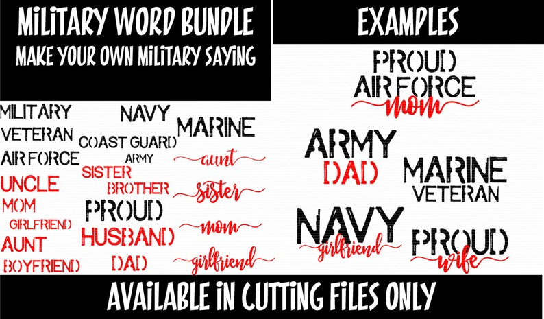 Download Military Word Bundle SVG DXF EPS and png Files for Cutting ...