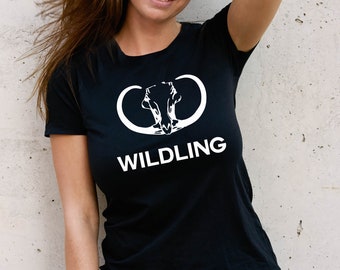 Unisex Wildling t-shirt Wildlings Sigil Mammoth Skull black t-shirt.