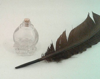 Etched Glass inkwell, round inkwell, specialty inkwell, inkwell, ink well, stationary, ink bottle, empty, black India ink, calligraphy