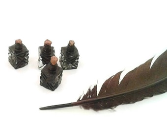 Tiny ink well, Black India ink, doll, glass, mini ink well, novelty ink well, journal Writing, calligraphy, art ink, dip pen ink, quill ink