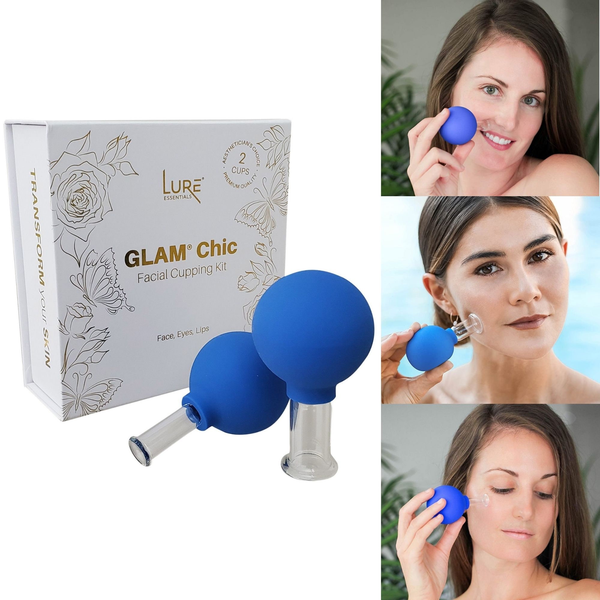 Glass Face Cupping Set FREE Shipping Blue Set of 2 
