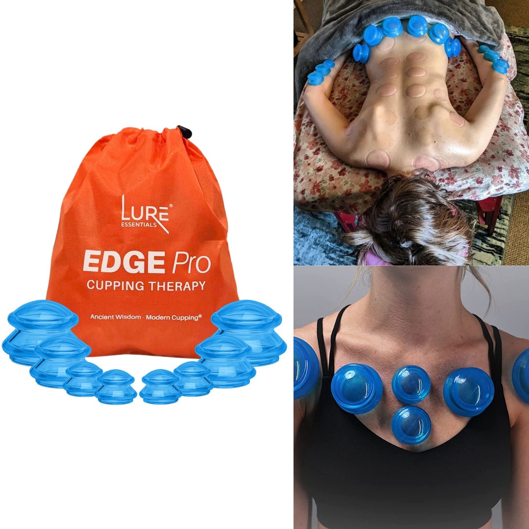 Lure Essentials Lure Edge Cupping Therapy Sets - Silicone Cups for Cupping Professional Choice 8 Cups Blue, Flex