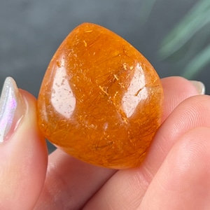 Copper Rutile in Golden Healer Quartz Lens | Quartz | Rutile | Polished Mineral | Brazilian Crystal