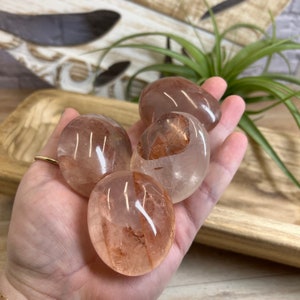 Fire Quartz Palm Stones | Natural Red Hematoid Quartz | Crystals Meditation Stones | Polished Minerals