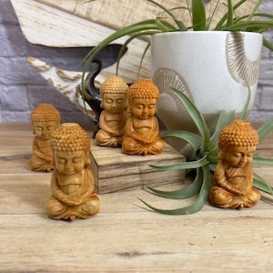 Handmade Wooden Buddha | Calming Meditating Wooden Buddha Figure | Seated Buddha | Develop Serenity