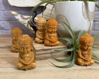 Handmade Wooden Buddha | Calming Meditating Wooden Buddha Figure | Seated Buddha | Develop Serenity