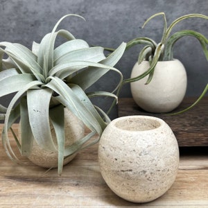 Travertine Marble Stone Candleholder | Natural Mexican Marble | Handmade Lightly Polished
