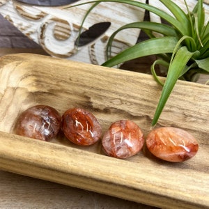 Grade A Fire Quartz Palm Stone: Natural Red Hematoid Crystal