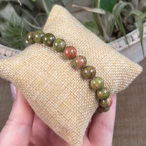 Unakite Bracelet | 8 mm Beaded 7 inch Stretchy Gemstone Bracelet | Healing Crystal Jewelry