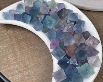 Small Mixed Color Fluorite Octahedron: Sacred Geometry Stone