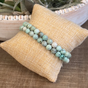 Chrysocolla Beaded Bracelet: Peruvian Gemstone Crystal, 7 inch