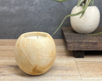 Travertine Marble Stone Candleholder | Natural Mexican Marble | Handmade | Unpolished Rough