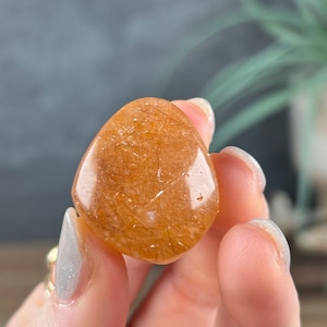 Copper Rutile in Golden Healer Quartz Lens | Quartz | Rutile | Polished Mineral | Brazilian Crystal
