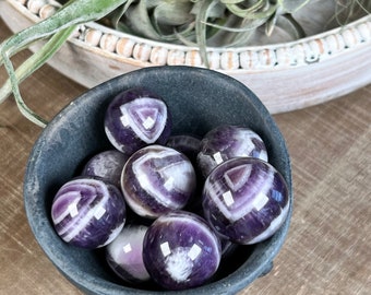 Chevron Amethyst Mini Spheres | Amethyst Crystal Balls | Banded Amethyst | Polished Pocket Stones | Dream Amethyst