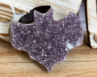 Amethyst Bat | Amethyst Carving | Bat | Uruguay Light Purple Galaxy Amethyst | Druzy Amethyst