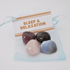 Ensemble de cristaux Sleep & Relaxation / Ensemble de pierres précieuses de méditation dans un sac cadeau avec étiquette