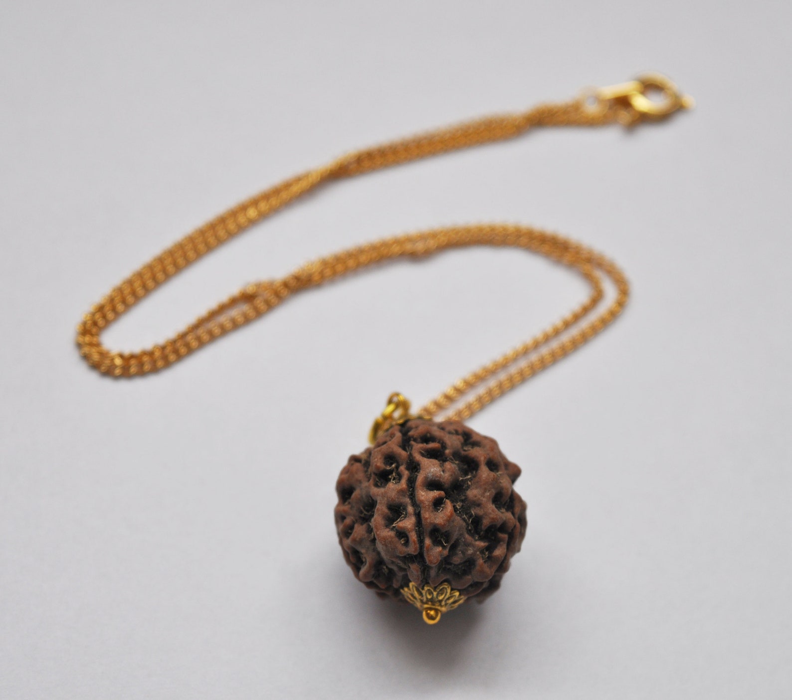 Rudraksha Pendant Necklace on 16 Gold Chain | Etsy