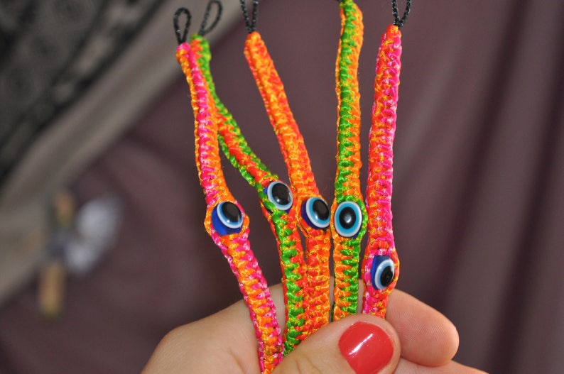 Orange /& Green Chose of 6 Colour Combos Pink Friendship Bracelet Party Bag Gift Best Friend Jewellery Evil Eye Neon Bracelet