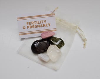 Fertility & Pregnancy Crystal Set / Meditation Gemstone Set in Gift Bag with Tag / Trying for a Baby, Expectant Mother