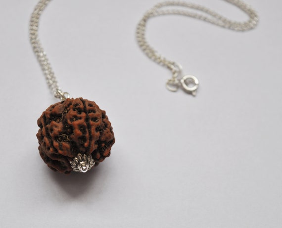 Rudraksha Pendant Necklace on 16 Silver 