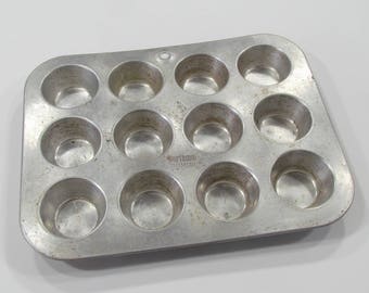 Worthmore Aluminum Mini Muffin Tin Cupcake Pan Vintage Kitchen Bakeware