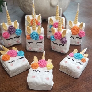 Unicorn Chocolate covered rice krispie treats Party Favors