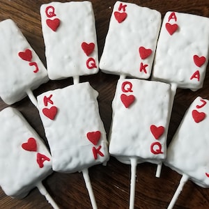 Card deck ace queen joker king Chocolate Covered Rice Krispie Treats Party Favors