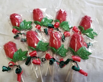 Flowers (Roses, Stargazer) Chocolate Lollipop Party Favors - Valentines, Mother's Day, Class gift